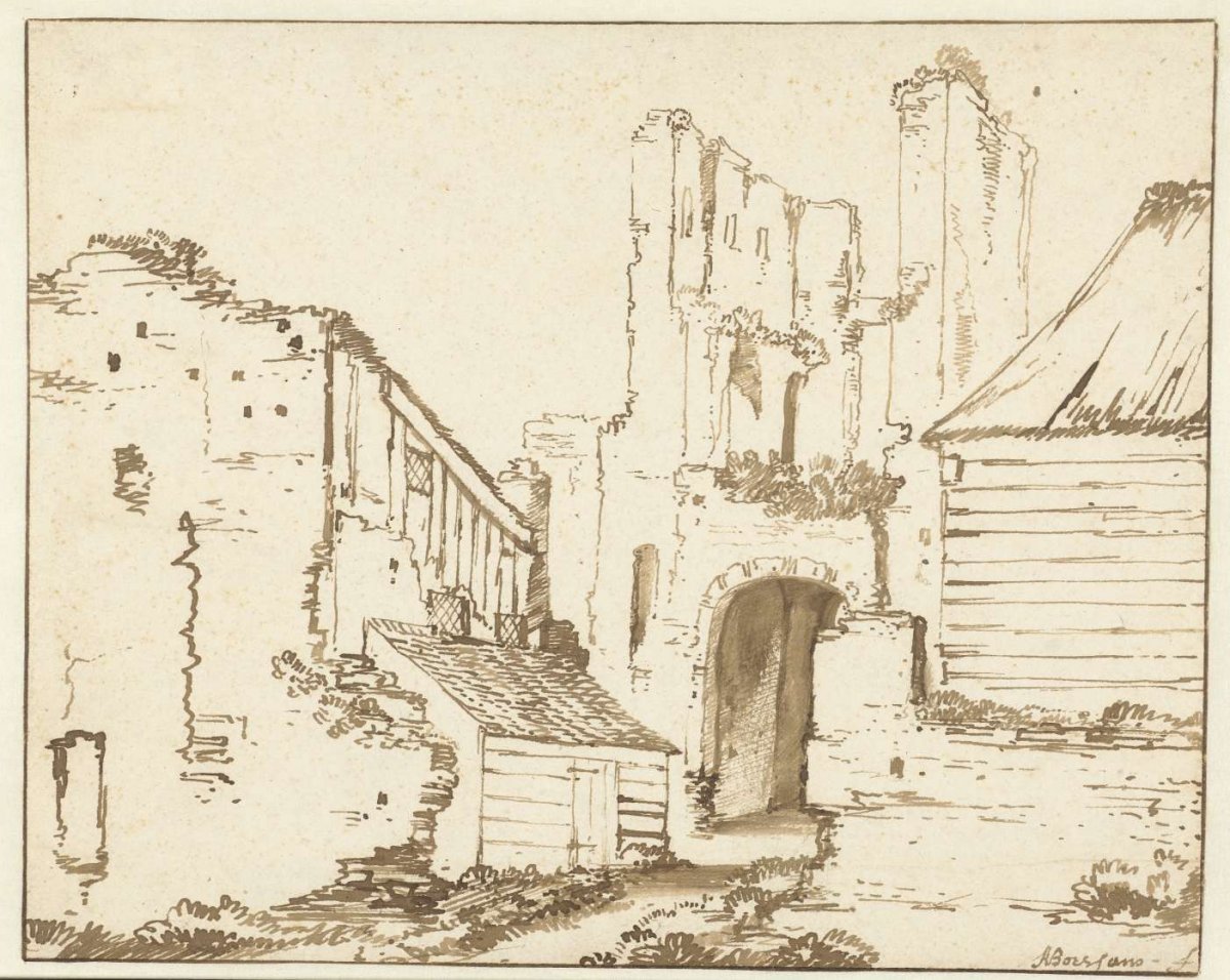 Front gate of the Ruins of Brederode, Anthonie van Borssom, 1640 - 1677