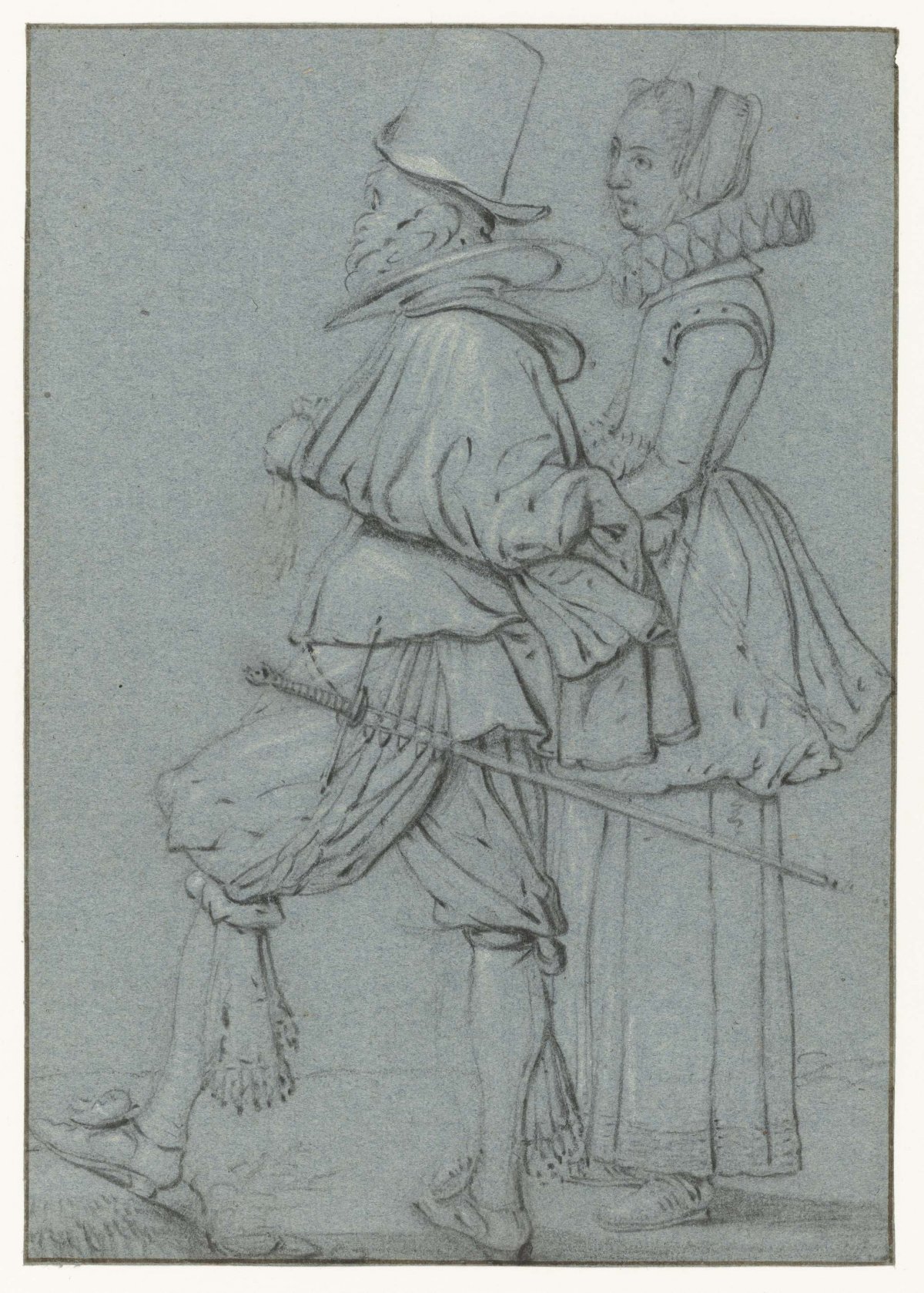 Standing Couple seen from the side, Esaias van de Velde, 1612 - 1617