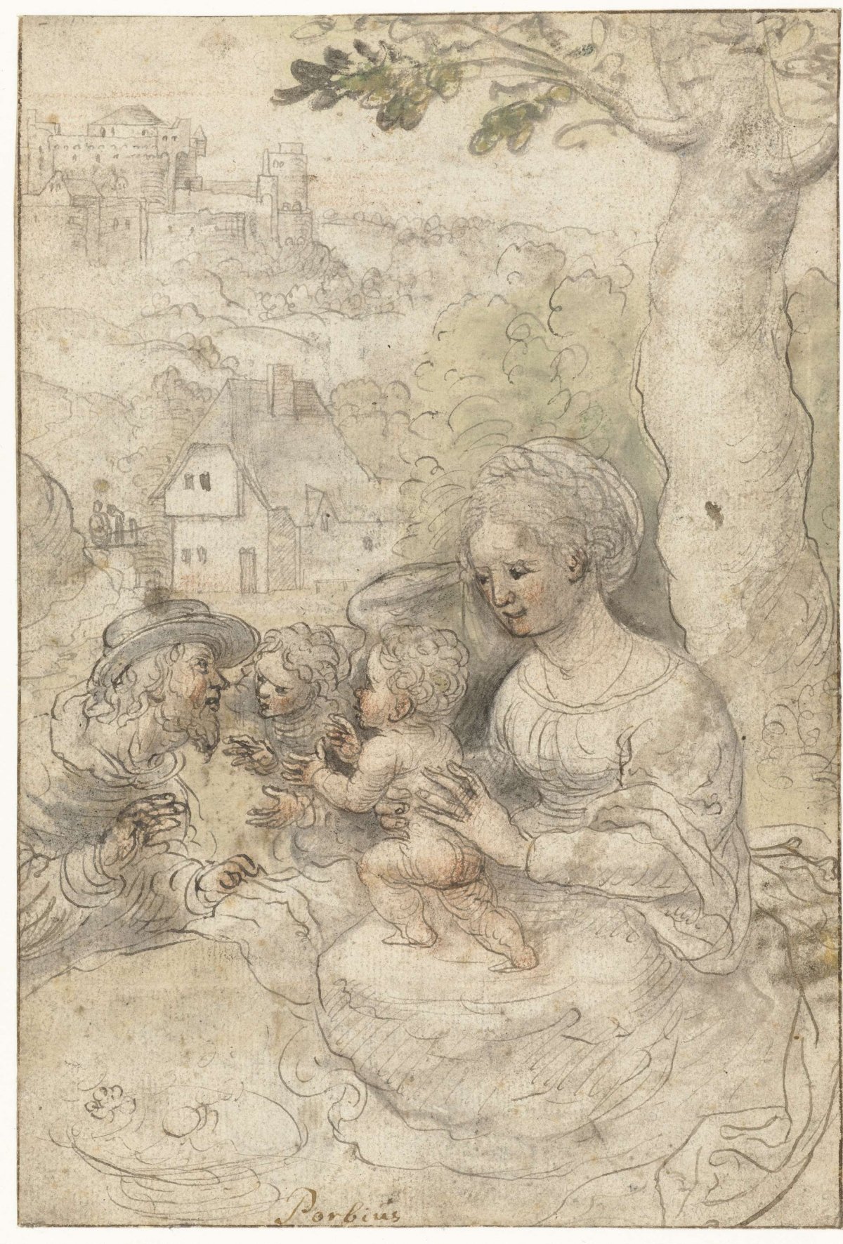 Mary with child, Joseph listening to an angel, anonymous, 1500 - 1510