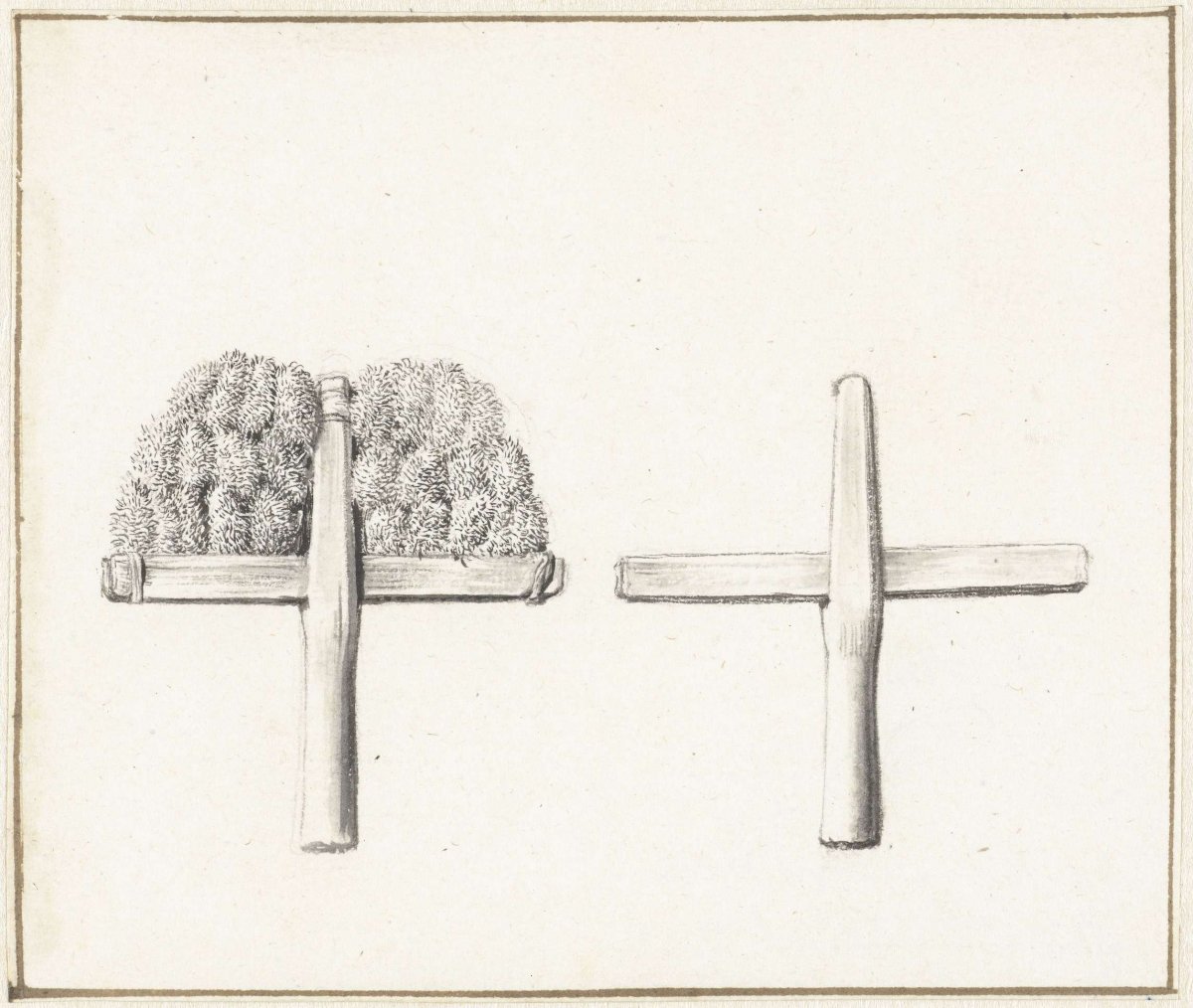 Clothmaking: a wool comb, with and without carding, Willem van Mieris, 1672 - 1747