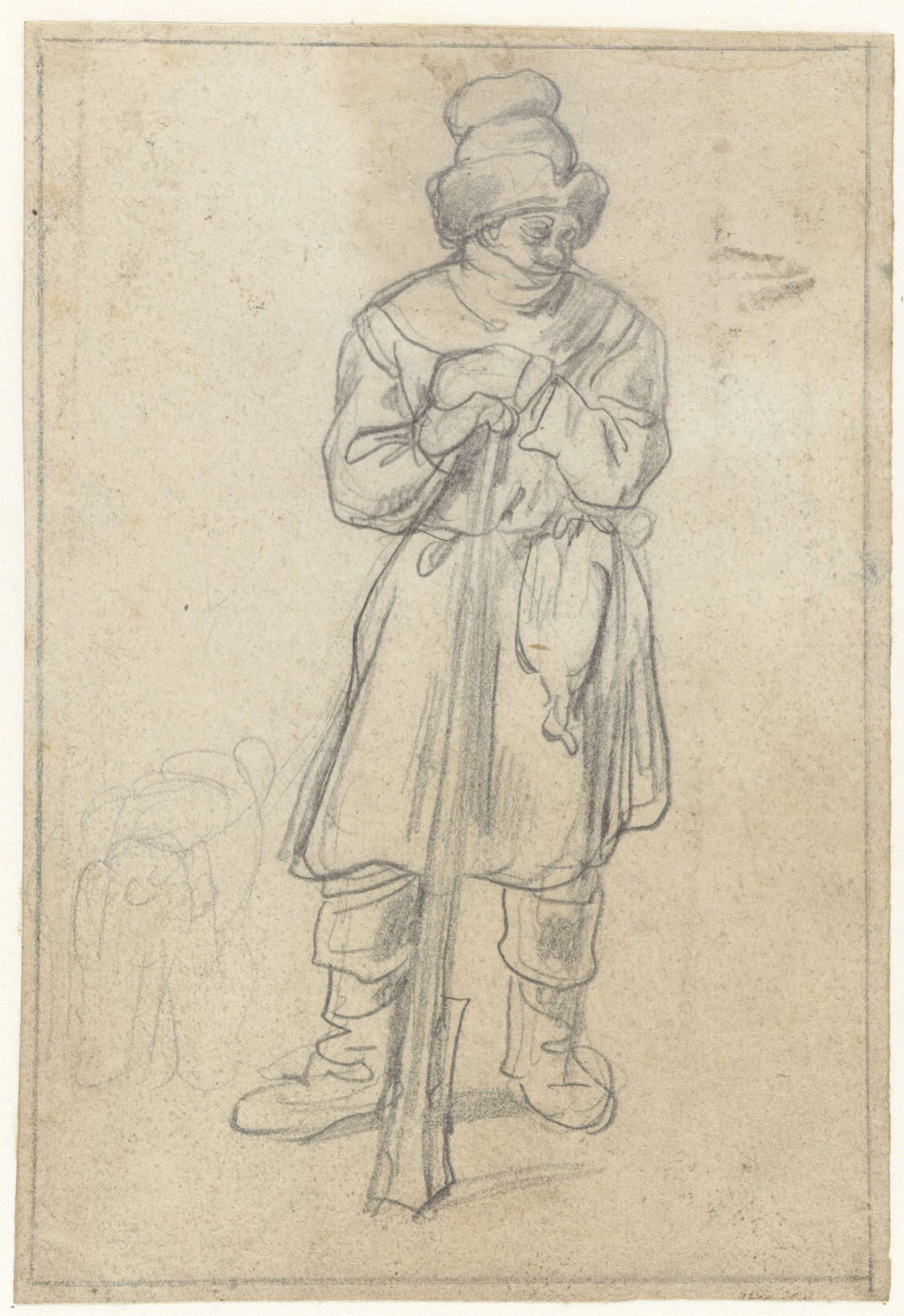 Study of a Standing Duck Hunter, Leaning on his Gun, Hendrick Avercamp, before 1620