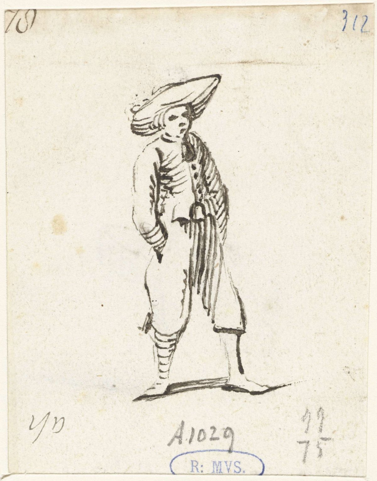 Young man with hands in his pockets, facing right, Harmen ter Borch, 1652