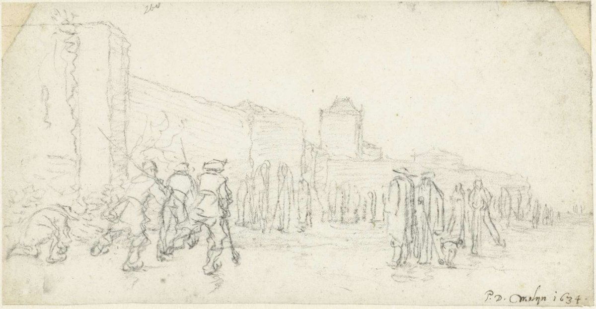 Ice entertainment at the Zijlpoort in Haarlem, Gerard ter Borch (II), 1634