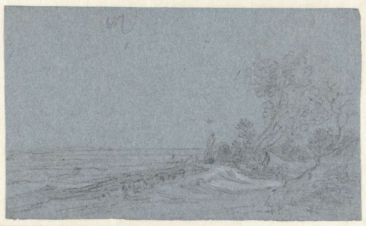 Flat landscape with a group of trees on the right, Pieter de Molijn, 1620 - 1661