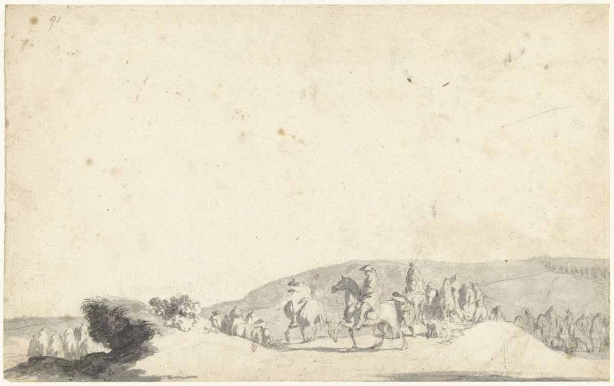 Equestrian procession in a landscape, Gerard ter Borch (II), 1634