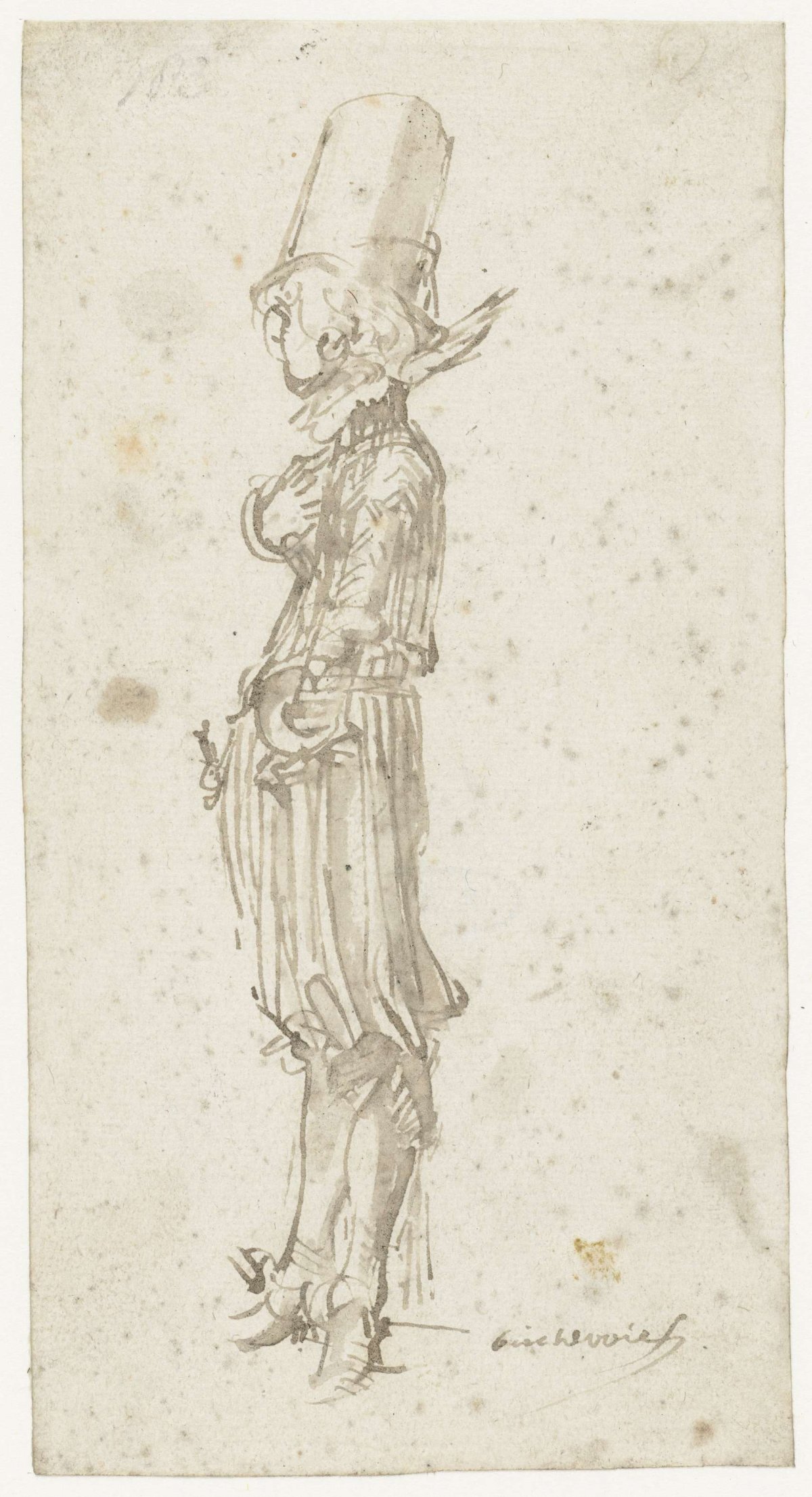 Standing Man with a tall Hat, Willem Pietersz Buytewech, 1600 - 1624