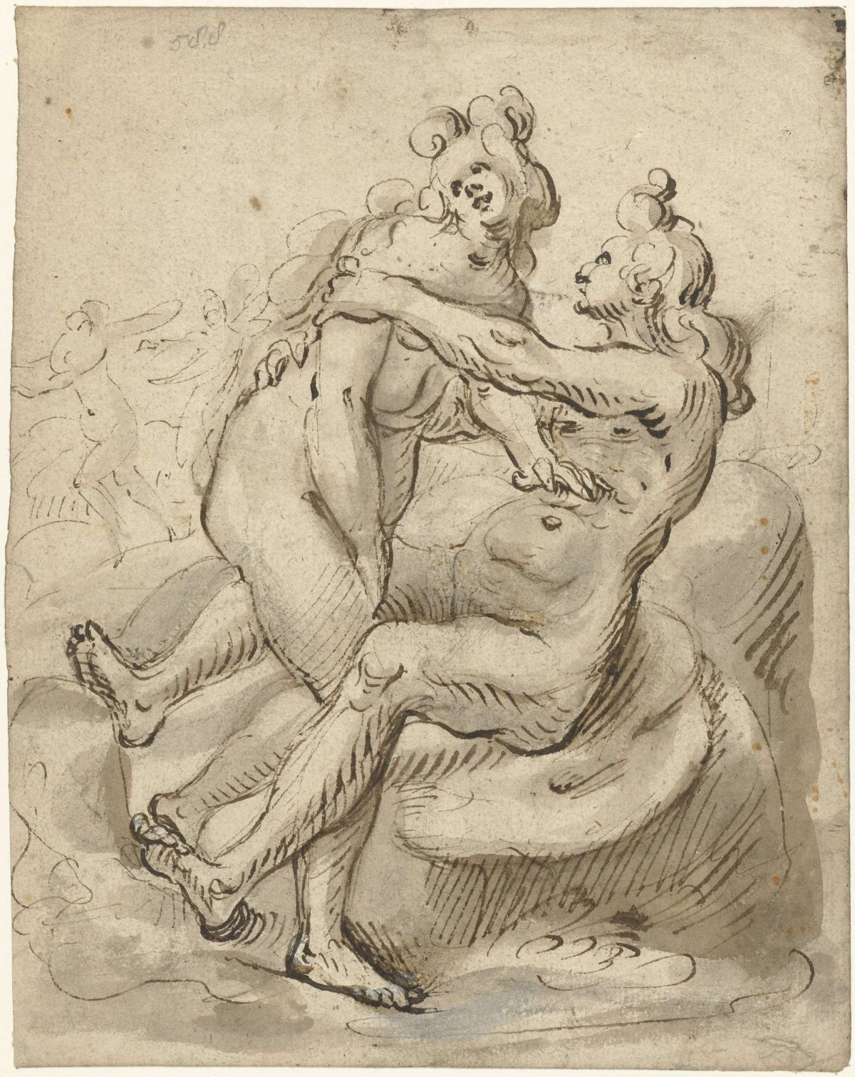 Two romping bathing nymphs, Gerard ter Borch (I), 1614 - 1616