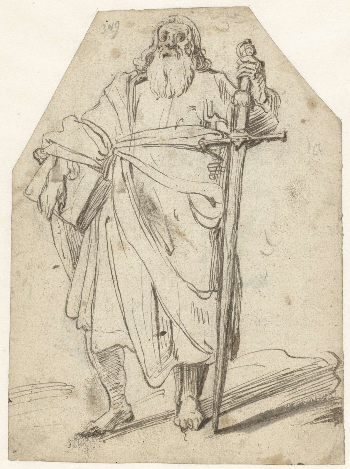 Apostle Paul standing with sword and book, Jan Philipsz. van Bouckhorst, 1600 - 1631