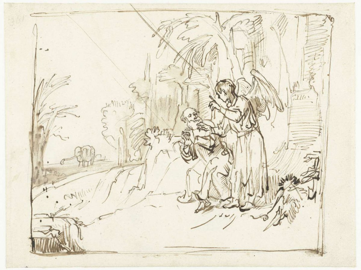 Elijah Visited by an Angel in the Dessert, Rembrandt van Rijn, c. 1650 - c. 1660