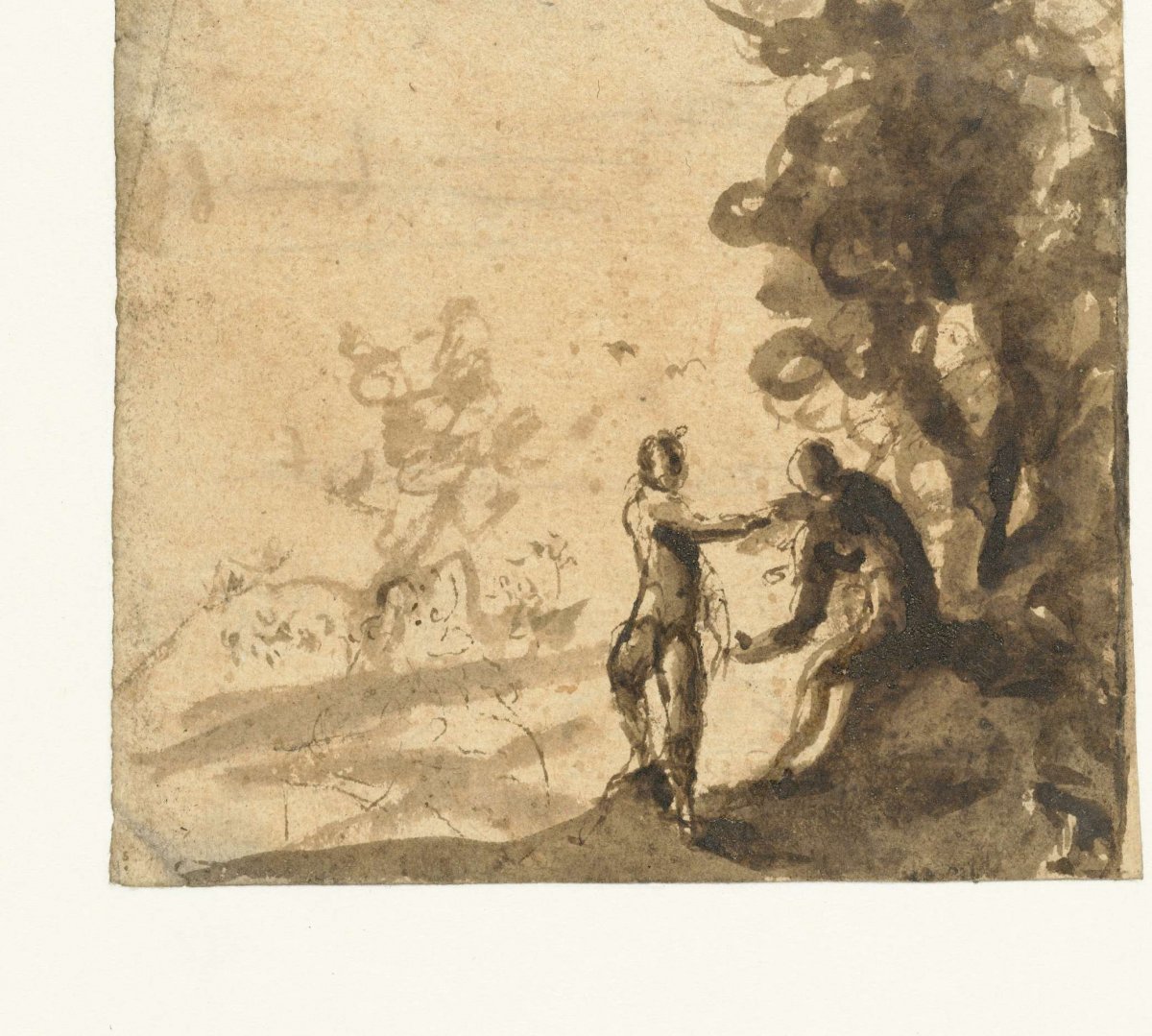 Landscape with Adam and Eve, Gerard ter Borch (II), 1624 - 1690