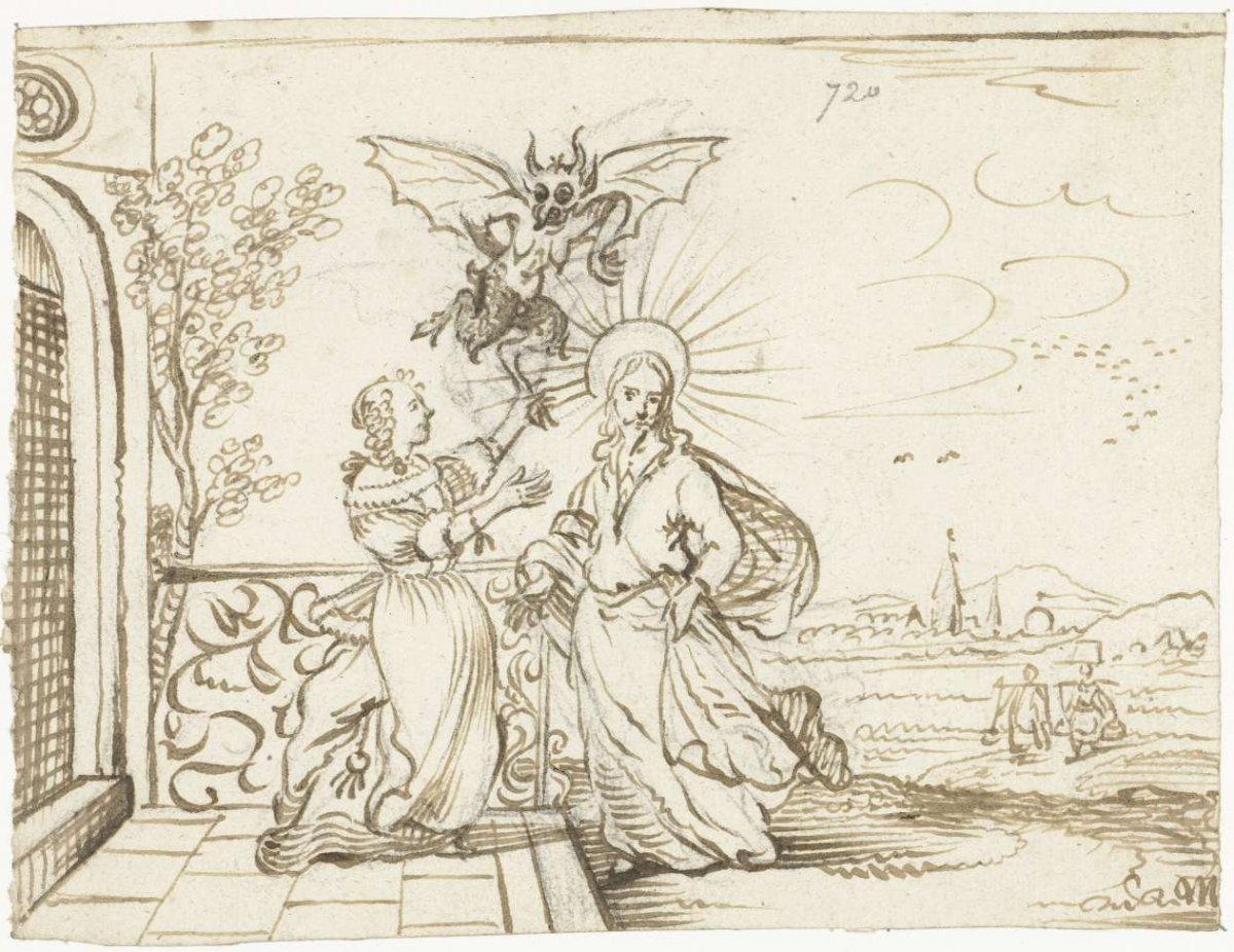 Christ tempted by the Devil, Gesina ter Borch, c. 1660 - c. 1661