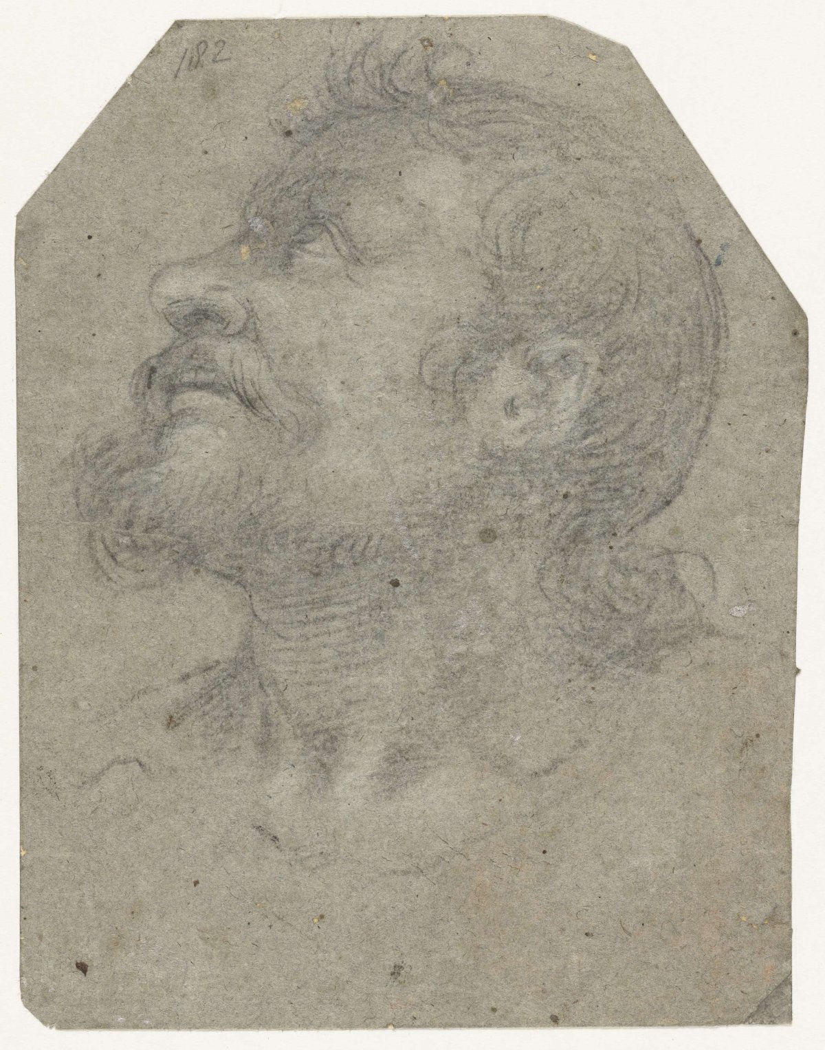 Head of an overlooking man, in profile, anonymous, 1500 - 1600