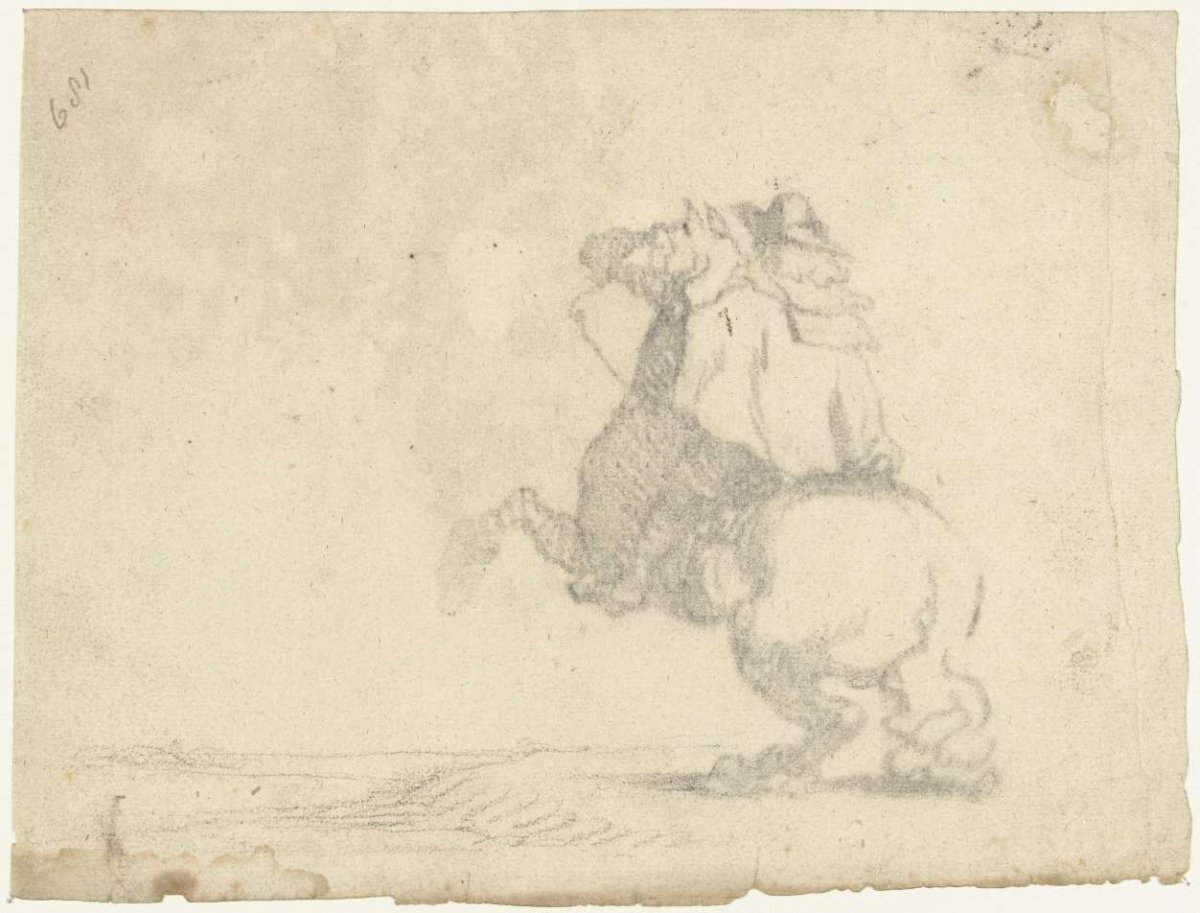Prancing horse with rider, Gerard ter Borch (II), c. 1630 - 1639