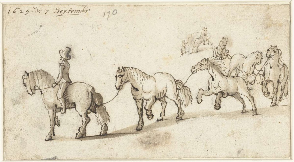 Seven horses in a row, Gerard ter Borch (II), 1629