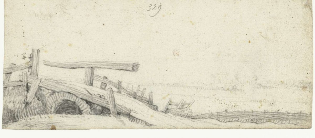 Oude houten brug, Gerard ter Borch (II), c. 1633 - 1634