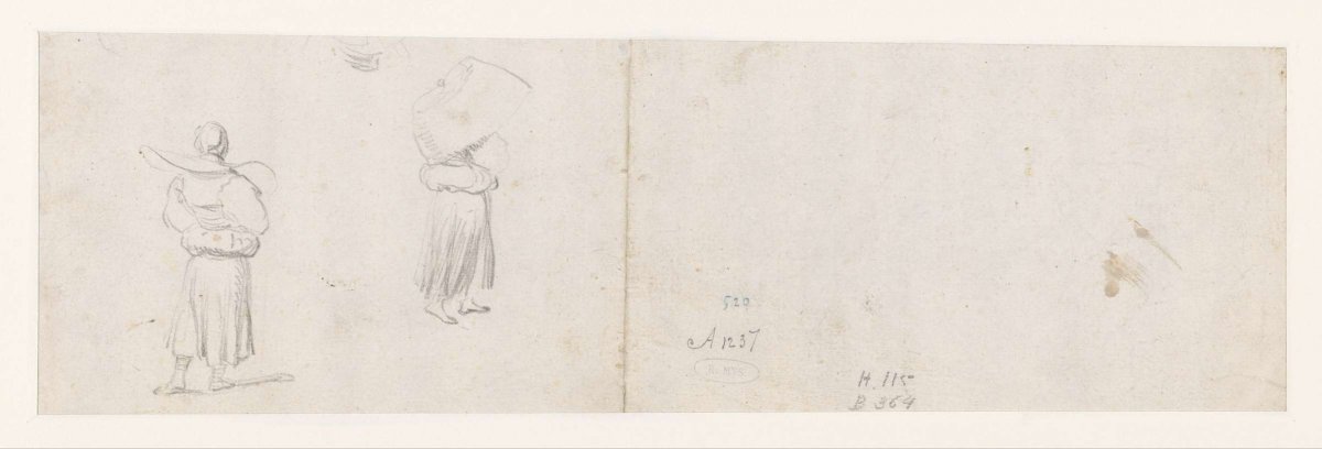 Two studies of women in Münster costume, Gerard ter Borch (II), c. 1645 - 1646