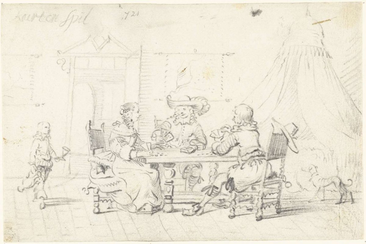 Interior with card players and a clerk, Gesina ter Borch, c. 1657 - c. 1658