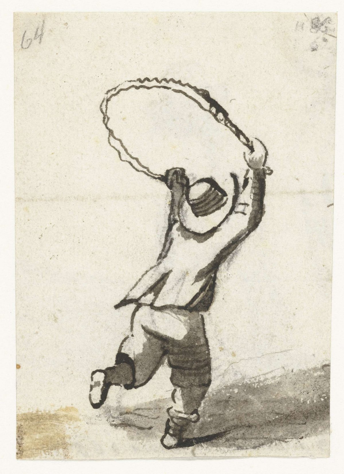 Rope jumping boy, from behind, Harmen ter Borch, 1653