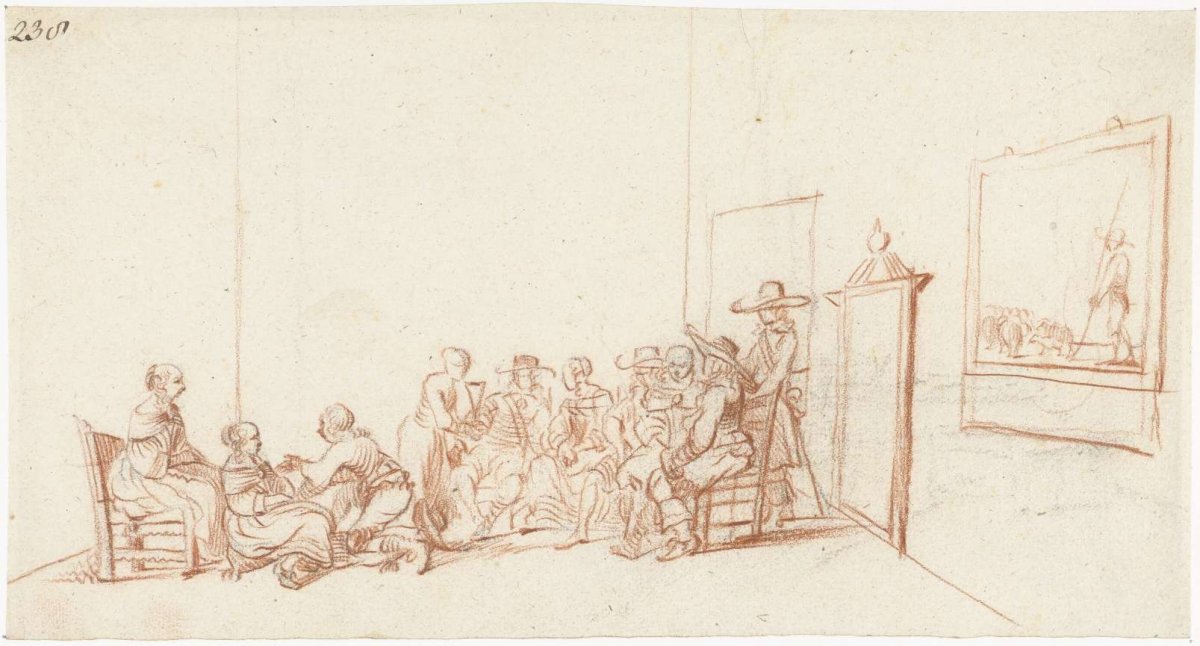 Cheerful company of ten people in an interior, Gesina ter Borch, c. 1655