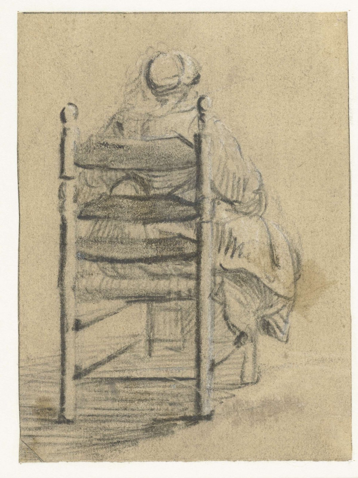 Woman sitting on a chair, from behind, Harmen ter Borch, c. 1650