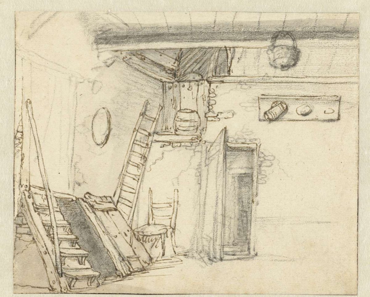 Corner of the interior of a barn, Adriaen van Ostade, 1640 - 1660