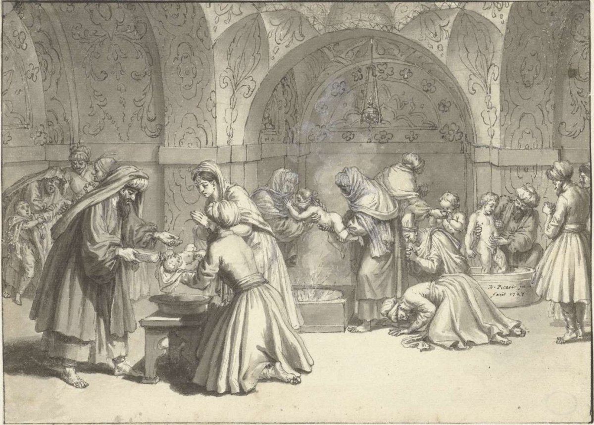 Baptism of fire of the Persians, Bernard Picart, 1727