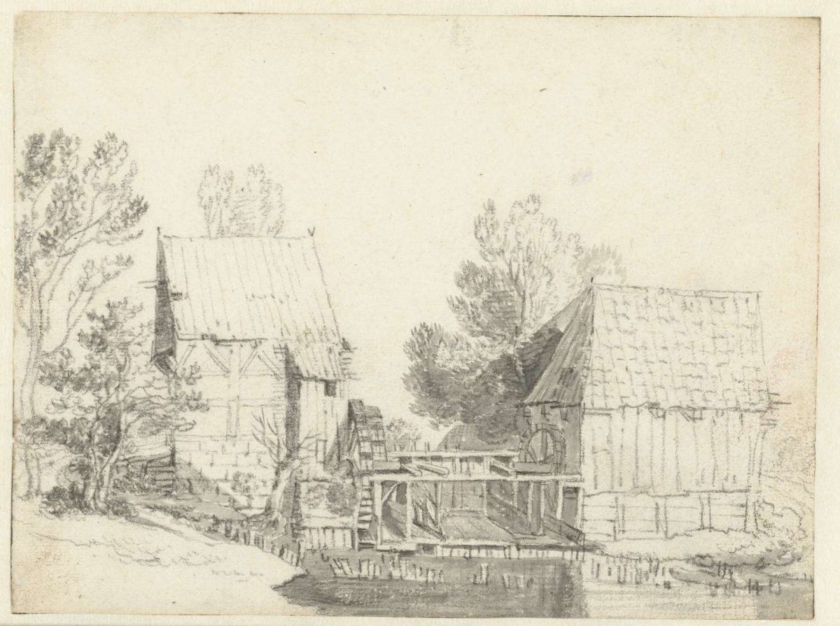 View of Two Watermills, Jacob Isaacksz van Ruisdael, c. 1650 - c. 1700