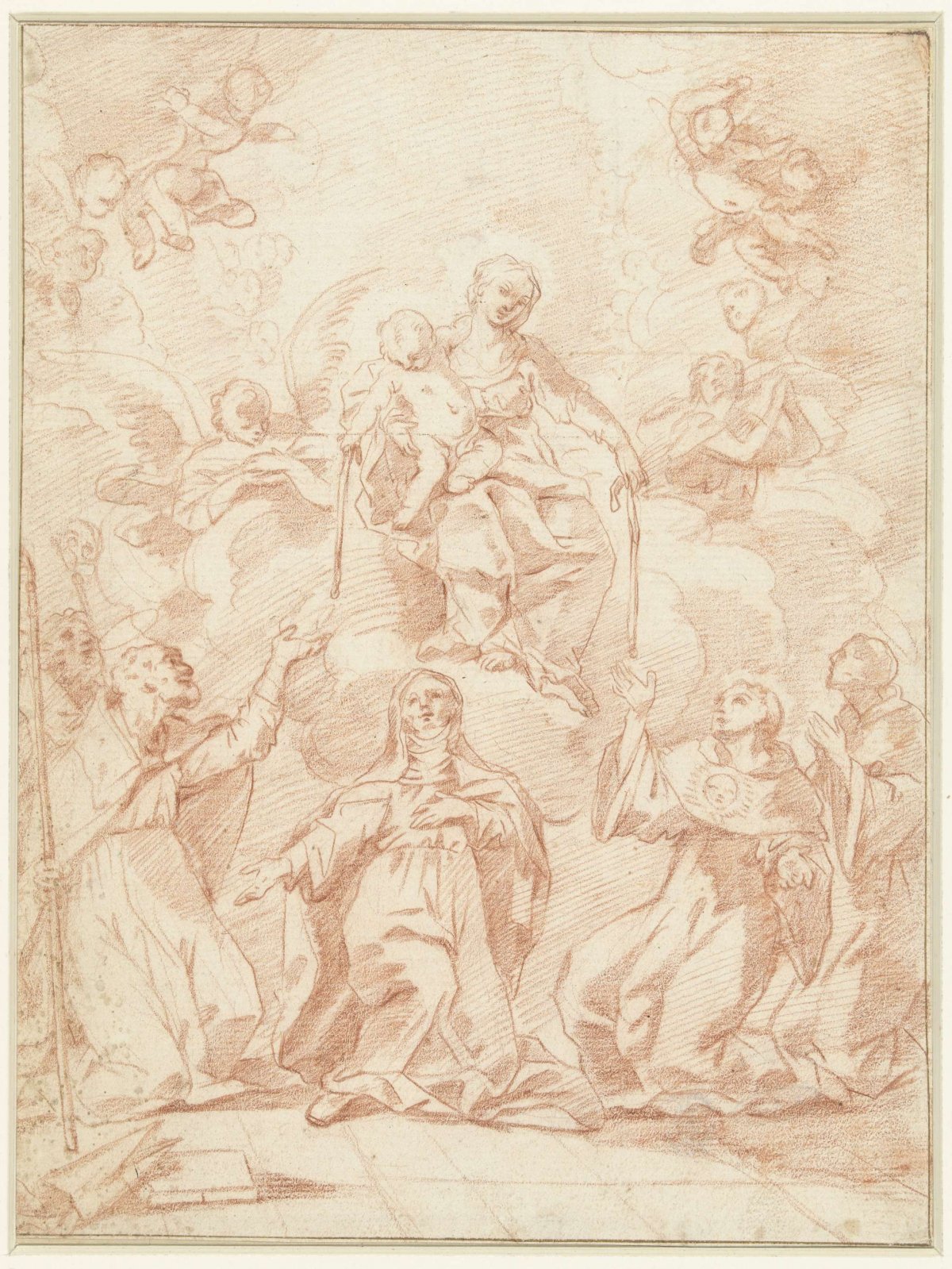 Madonna and child handing out scapulars, Francesco Vanni, 1573 - 1610