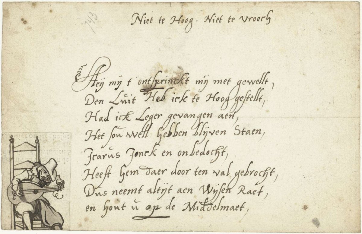 Seated man tuning his lute, Gerard ter Borch (I), 1620 - c. 1625