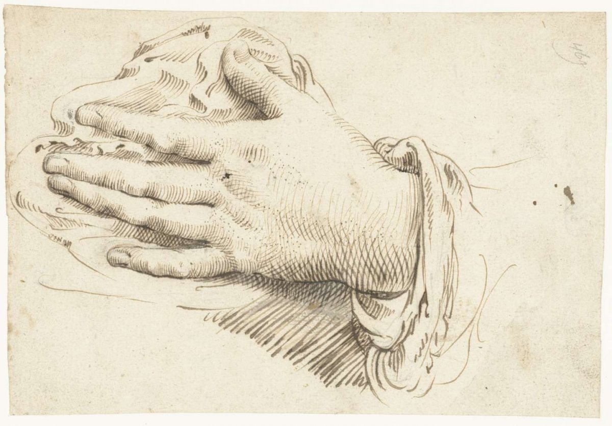 Study of a left hand, Gerard ter Borch (II), c. 1627 - c. 1628