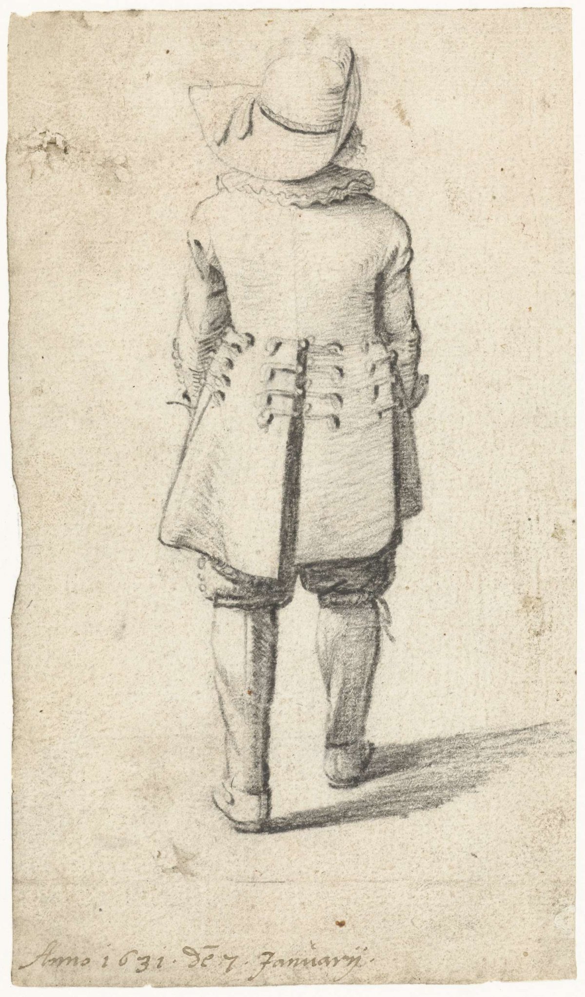 Standing boy, seen from behind, Gerard ter Borch (II), 1631