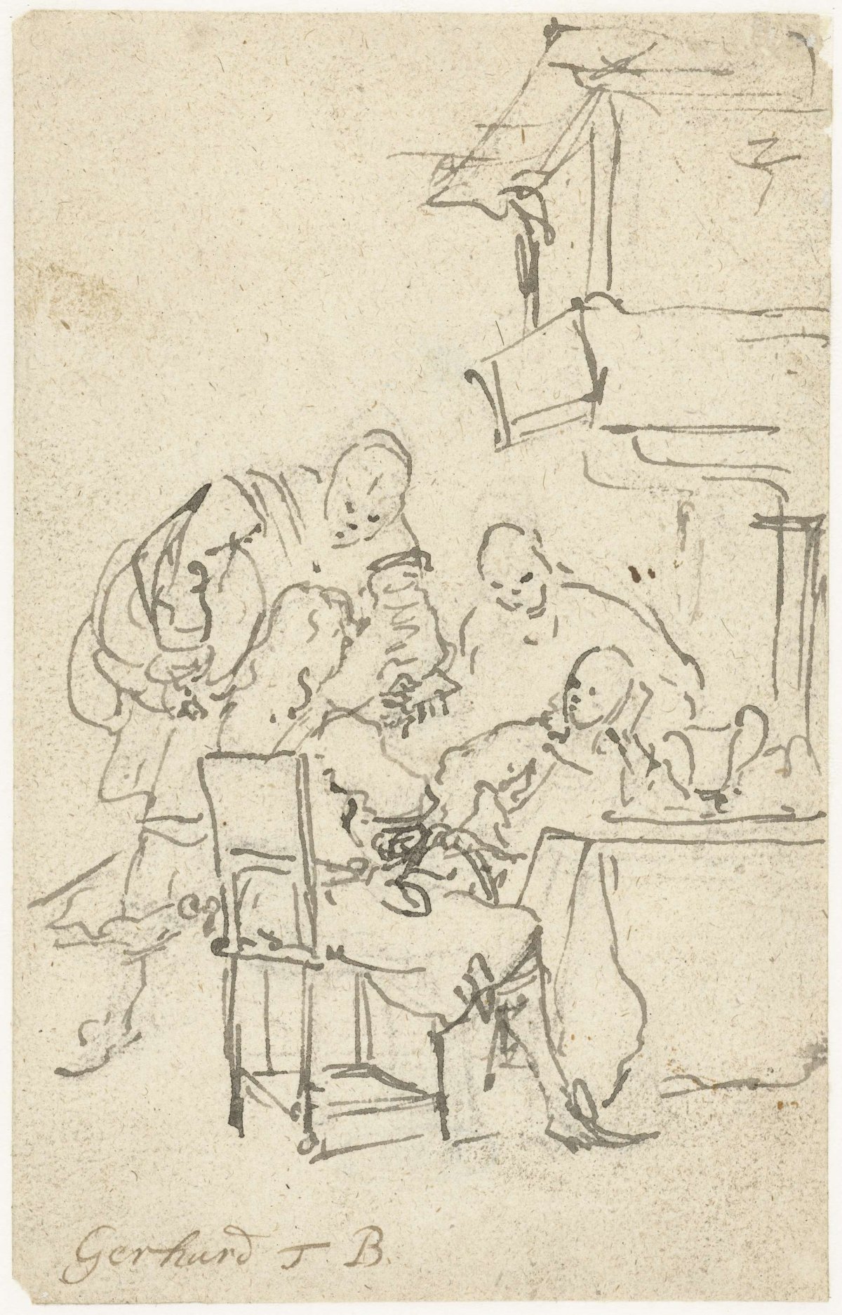 Ladies and gentlemen in conversation, Gerard ter Borch (II), c. 1650 - 1660