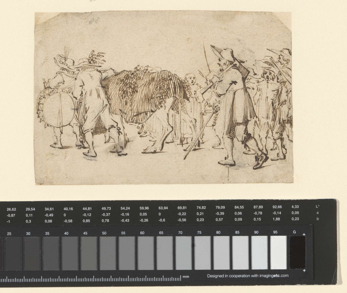 Procession with a decorated ox, Gerard ter Borch (II), 1634