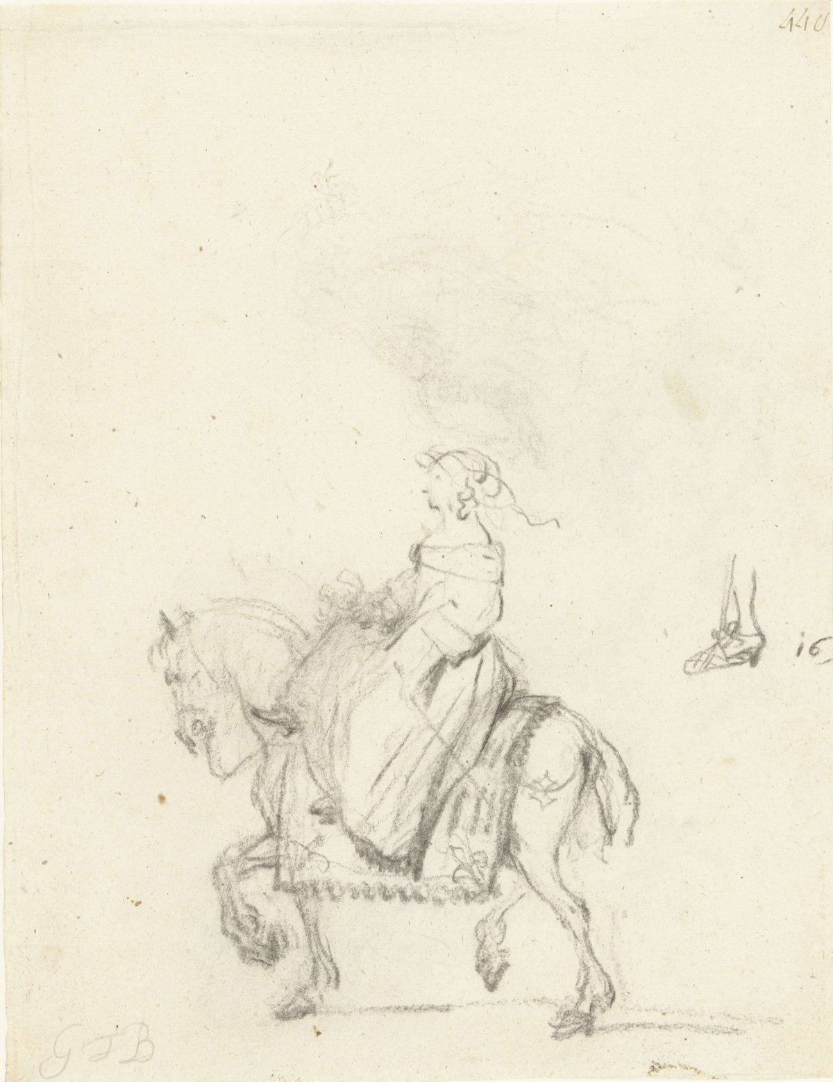 Woman on horseback, Gerard ter Borch (II), c. 1656