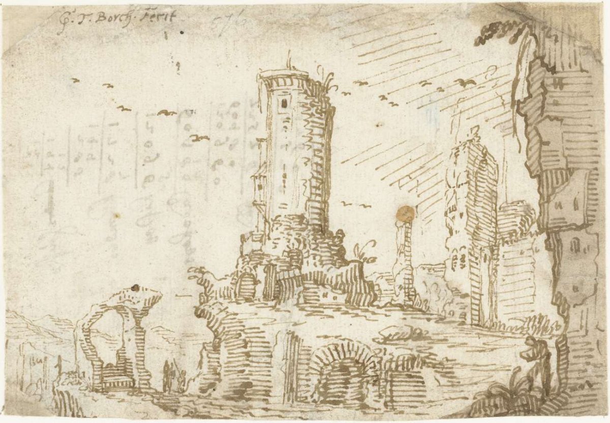 Towers among ruins, Gerard ter Borch (I), c. 1607 - c. 1609
