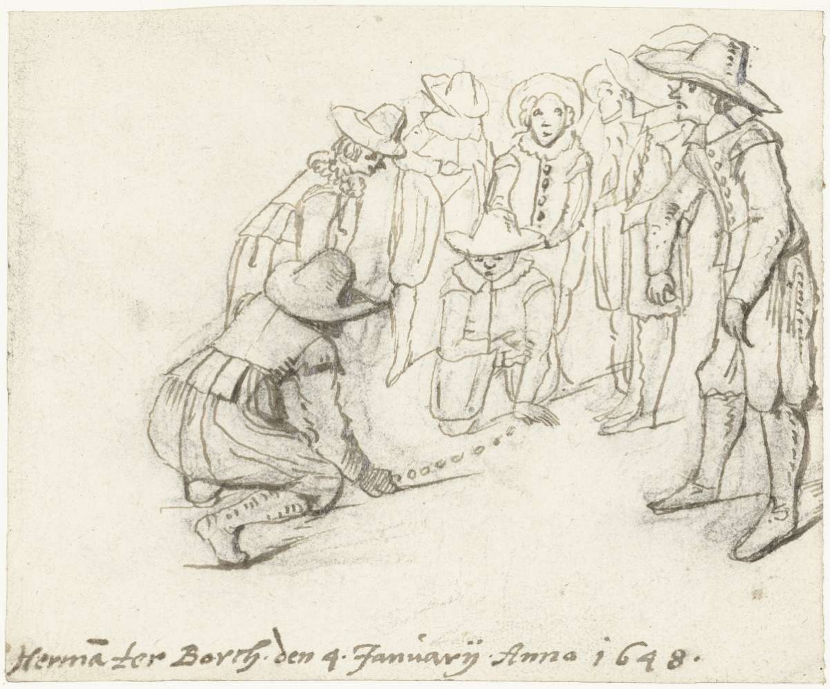 Knikkerende jongens, Harmen ter Borch, 1648