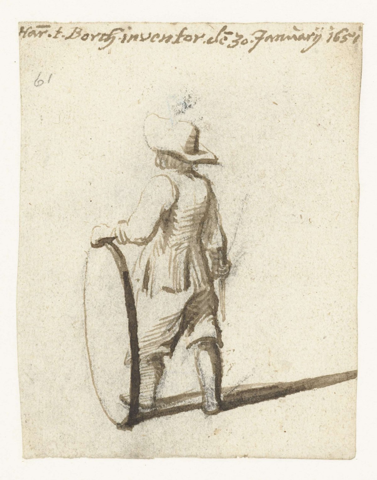 Boy with a hoop, from behind, Harmen ter Borch, 1651