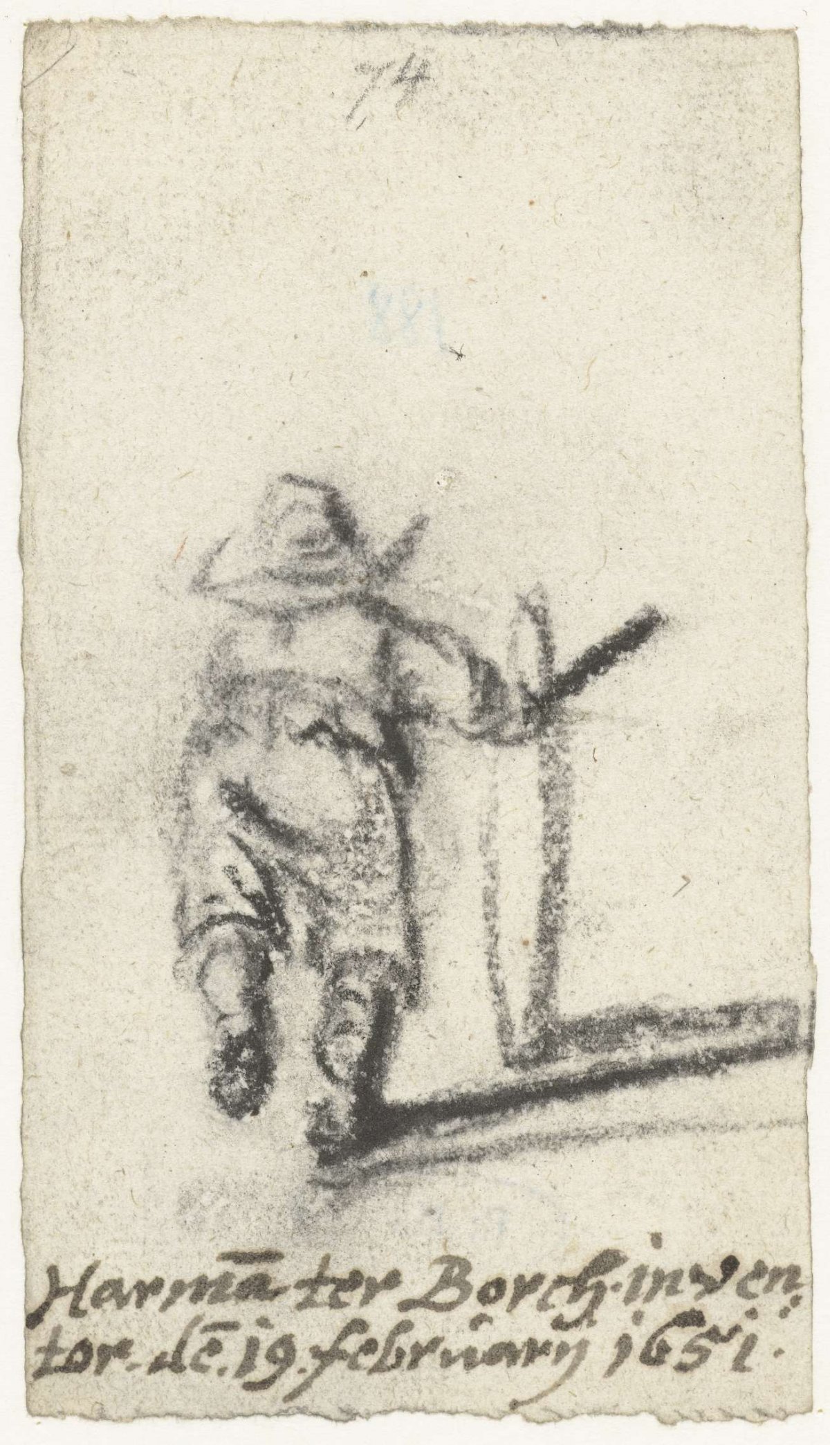 Boy running with a hoop, from behind, Harmen ter Borch, 1651
