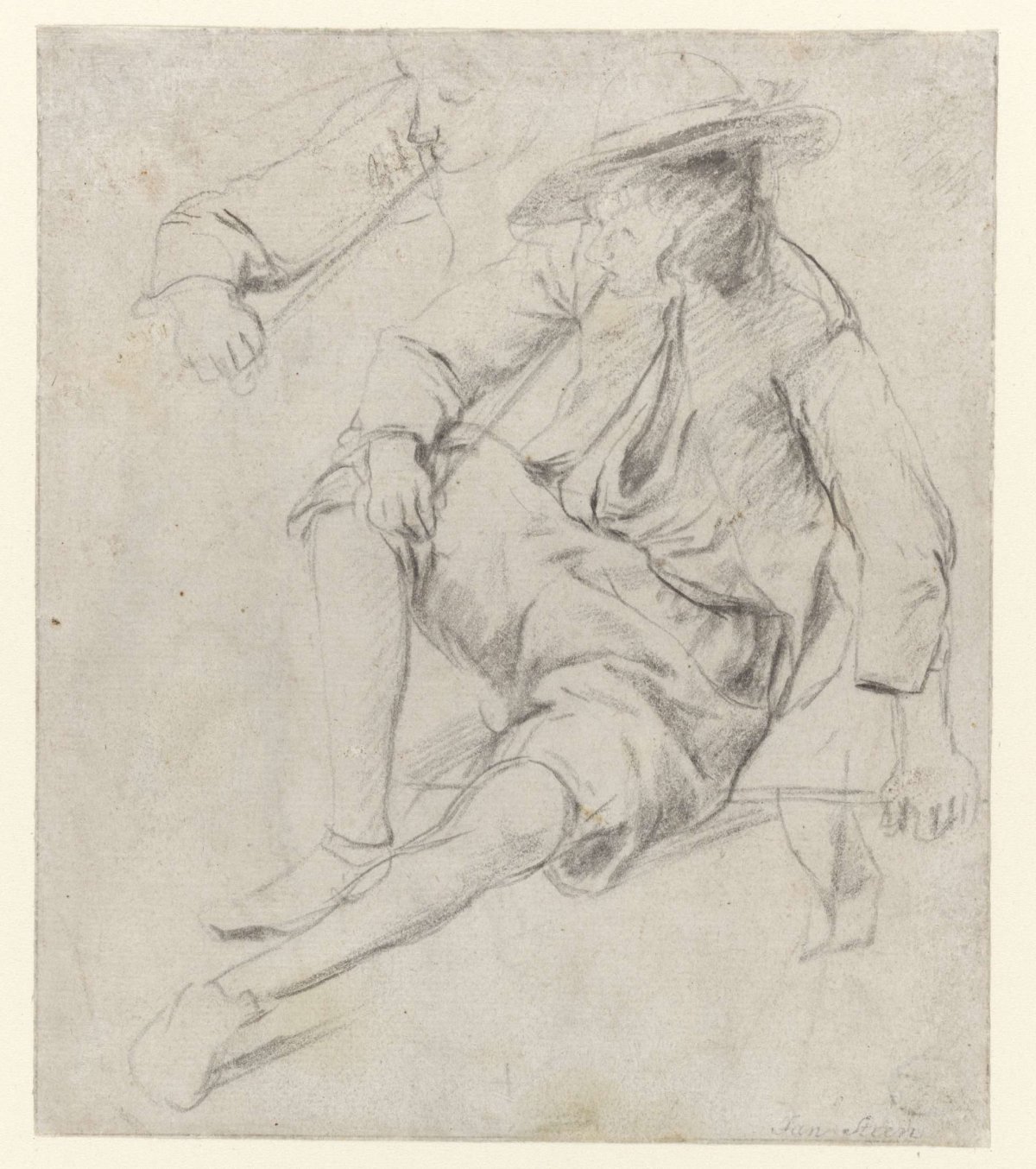 Study of a Seated Man Smoking a Pipe, Jan Havicksz. Steen, c. 1650 - c. 1655