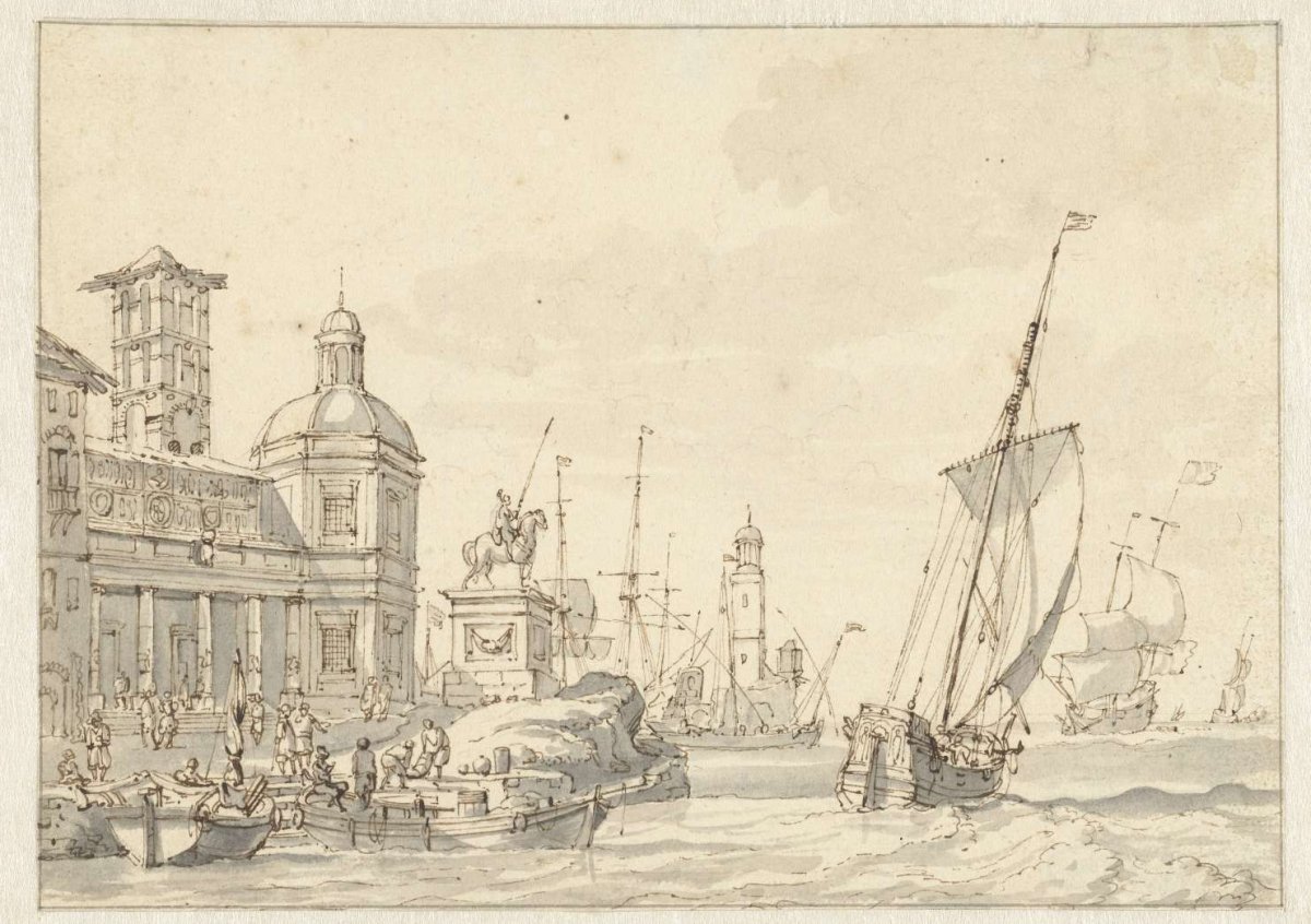 Italiaanse haven, Abraham Storck, 1645 - 1710