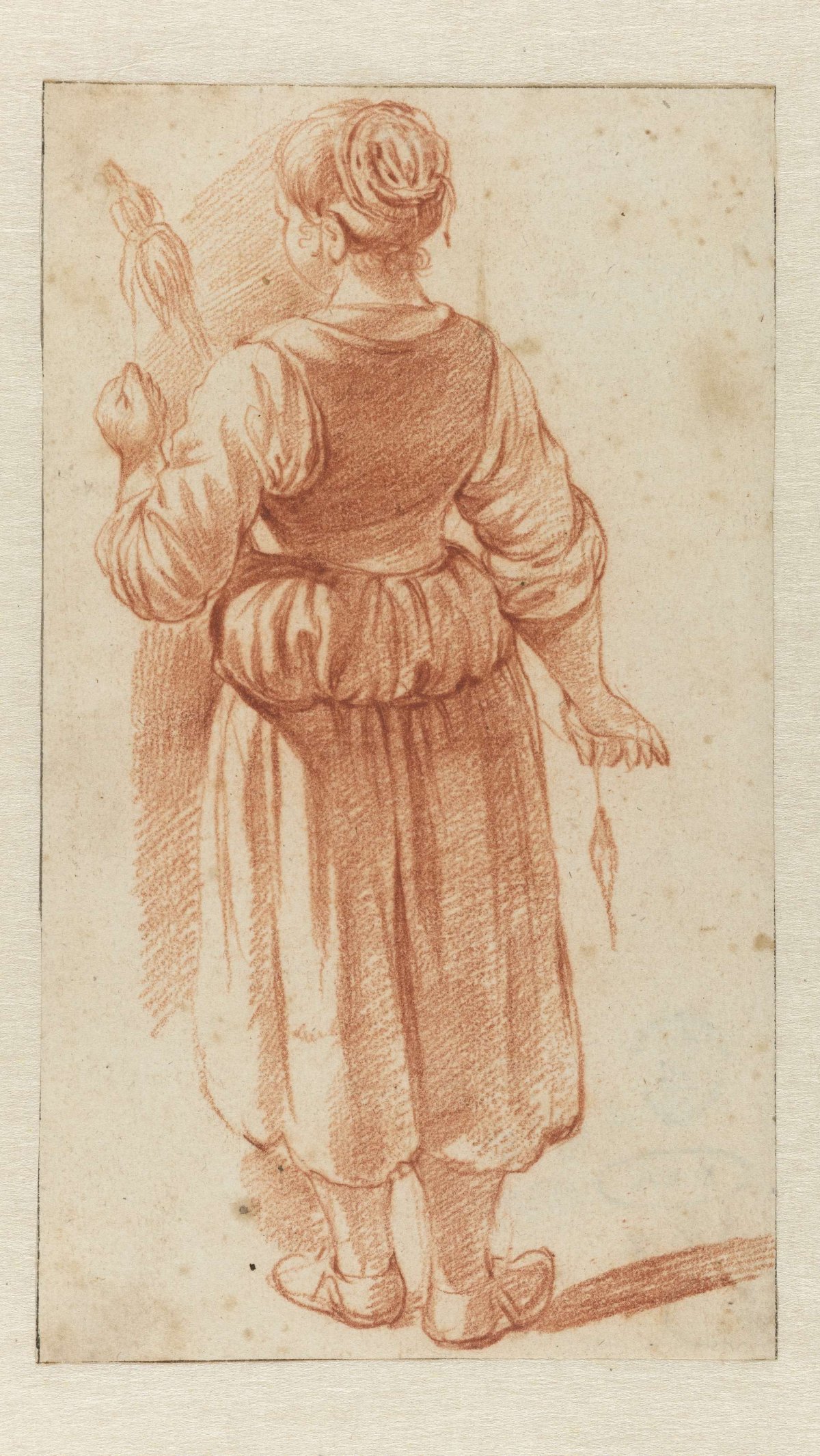 Spinnende vrouw, staand, Adriaen van de Velde, 1646 - 1672