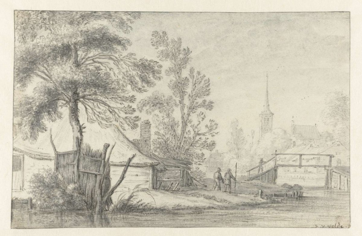 Farmhouse on a canal, Esaias van de Velde, 1600 - 1630