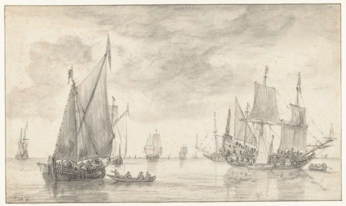 Seascape with Several Vessels, Simon de Vlieger, 1610 - 1653