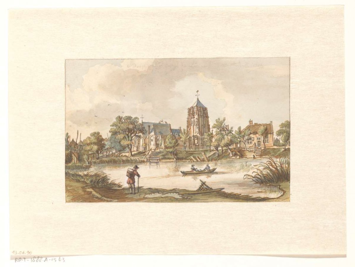 View of Acquoy on the Linge River, Jan de Beijer, 1750