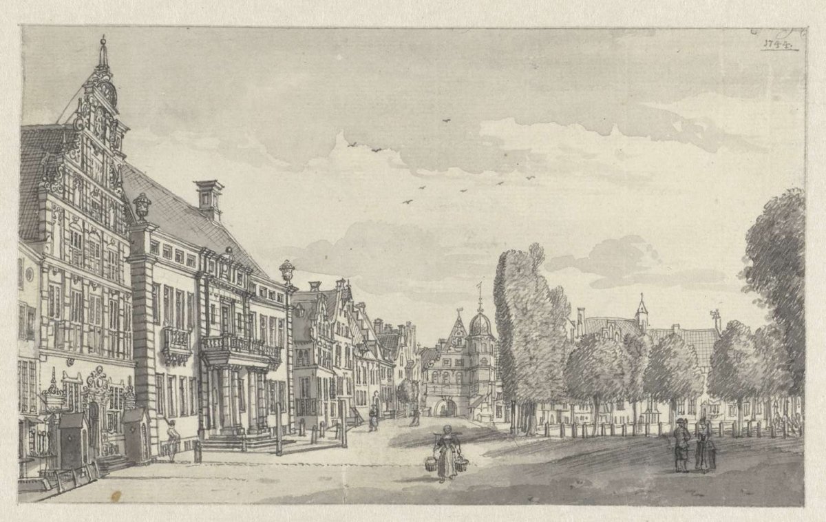 View of the Grote Kerkhof in Deventer, Jan de Beijer, 1744