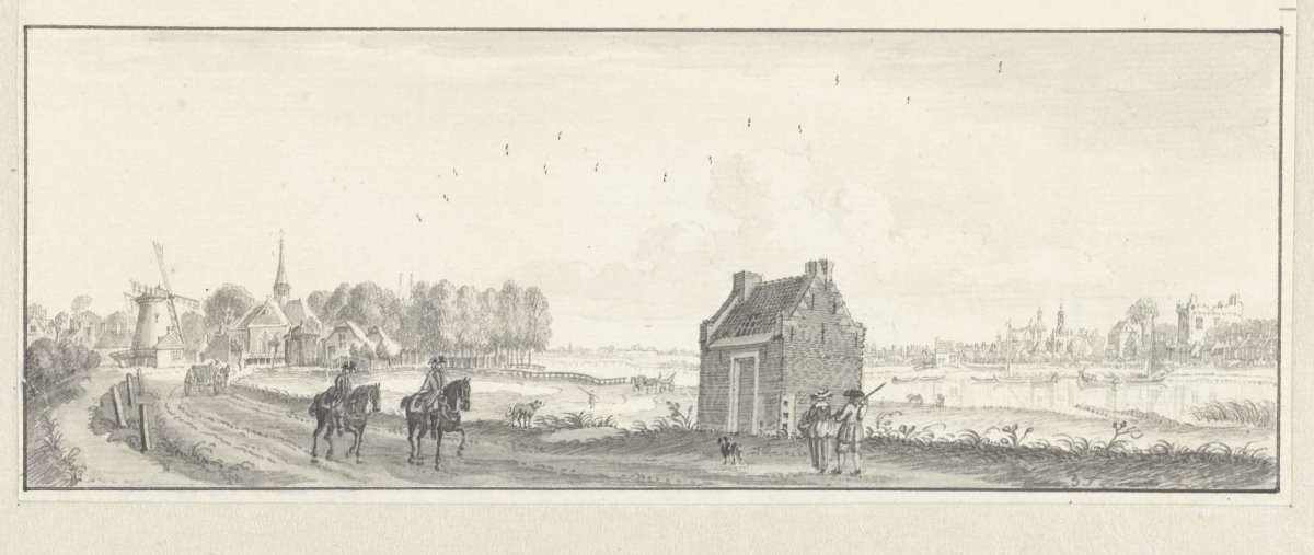 View across the Lek River of the villages of Vreeswijk and Vianen, Jan de Beijer, 1744
