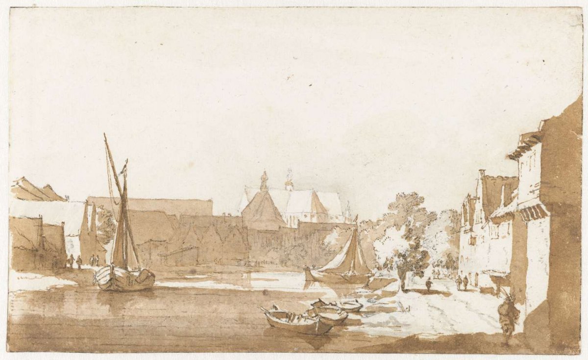 View of the St. Laurenskerk and the Kapelkerk in Alkmaar, Jan de Bisschop, 1648 - 1671