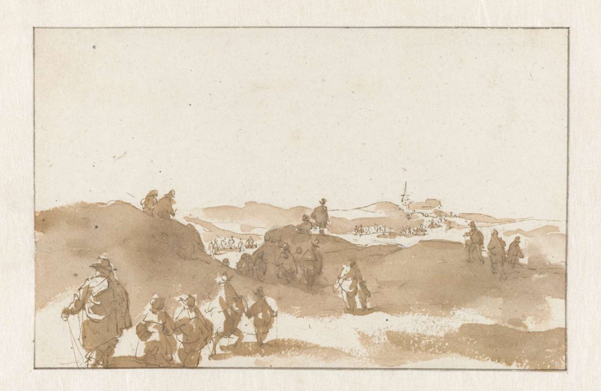 Two Sketches of Figures on the Dunes near Scheveningen, Jan de Bisschop, 1660
