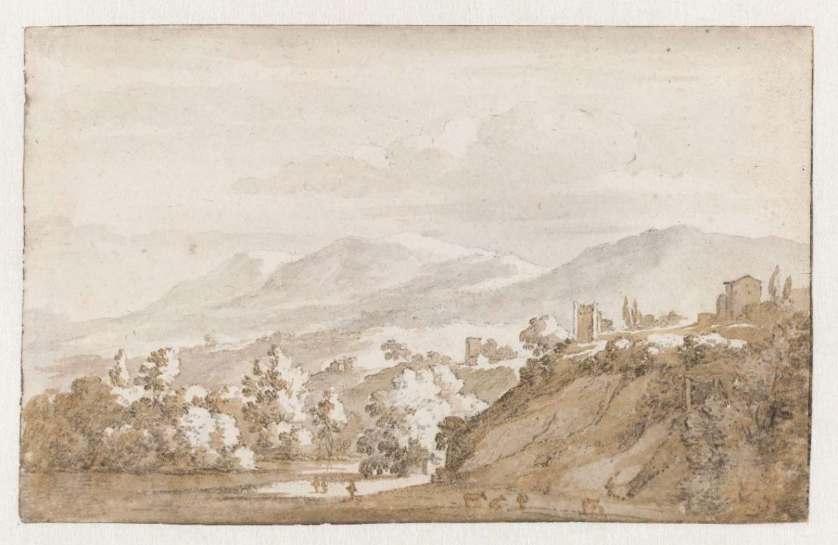 Mountainous landscape in Italy, Jan de Bisschop, 1648 - 1671