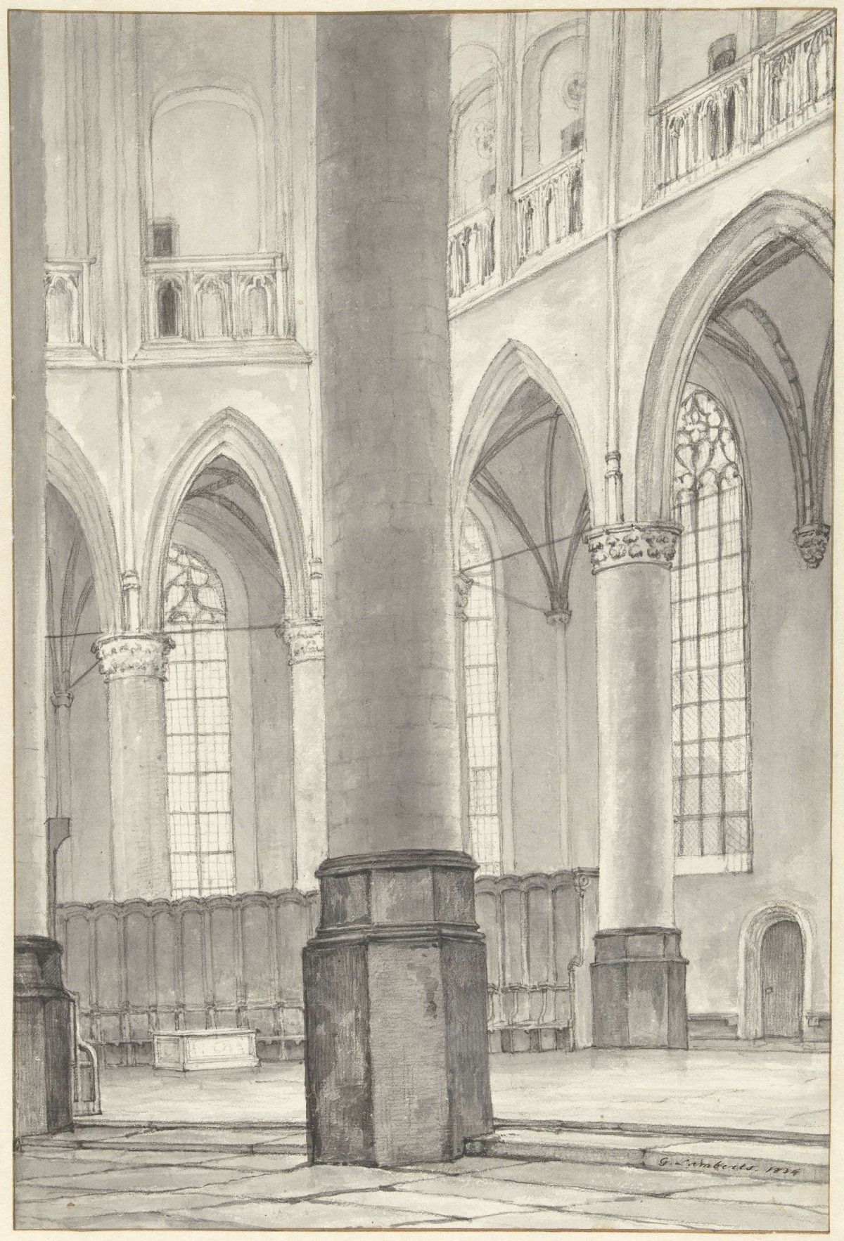 The tomb of Floris V in the Grote Kerk at Alkmaar, Gerrit Lamberts, 1834